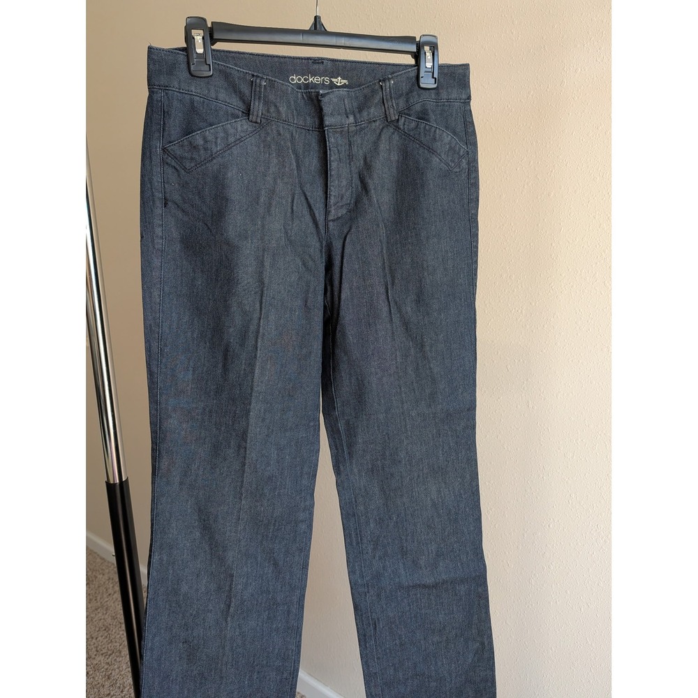 Dockers Womens Dark Indigo Straight Leg Trouser Pants Stretch Size 6P